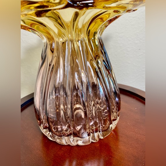 VASE Mouth Blown Amber Vase Italian Murano - Picture 12 of 17